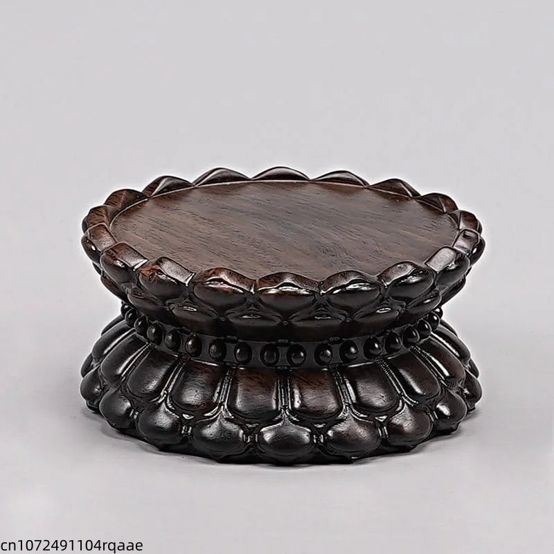 support statue bois marron relief pétales artisanal traditionnel décoration intérieure stand figuration crafts display