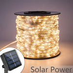 guirlande solaire lumineuse 100m 1000leds blanc chaud moderne extérieur patio mariage