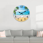horloge murale bois paysage plage moderne aiguille quartz 24cm 29cm 34cm 39cm sóng ngắn