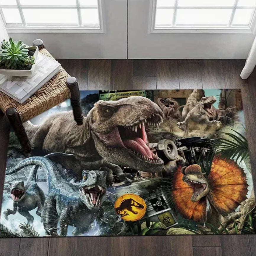 tapis multicolore dinosaures moderne salon chambre facile nettoyer polyester polypropylène rectangle aubusson