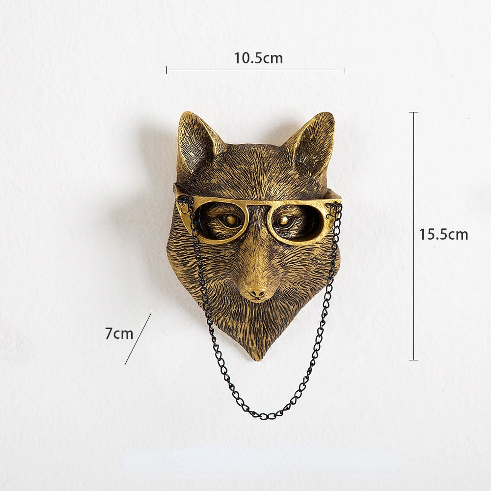 pendentif tête cerf doré résine décorative moderne fourrure chaîne accessoire mur fixations
