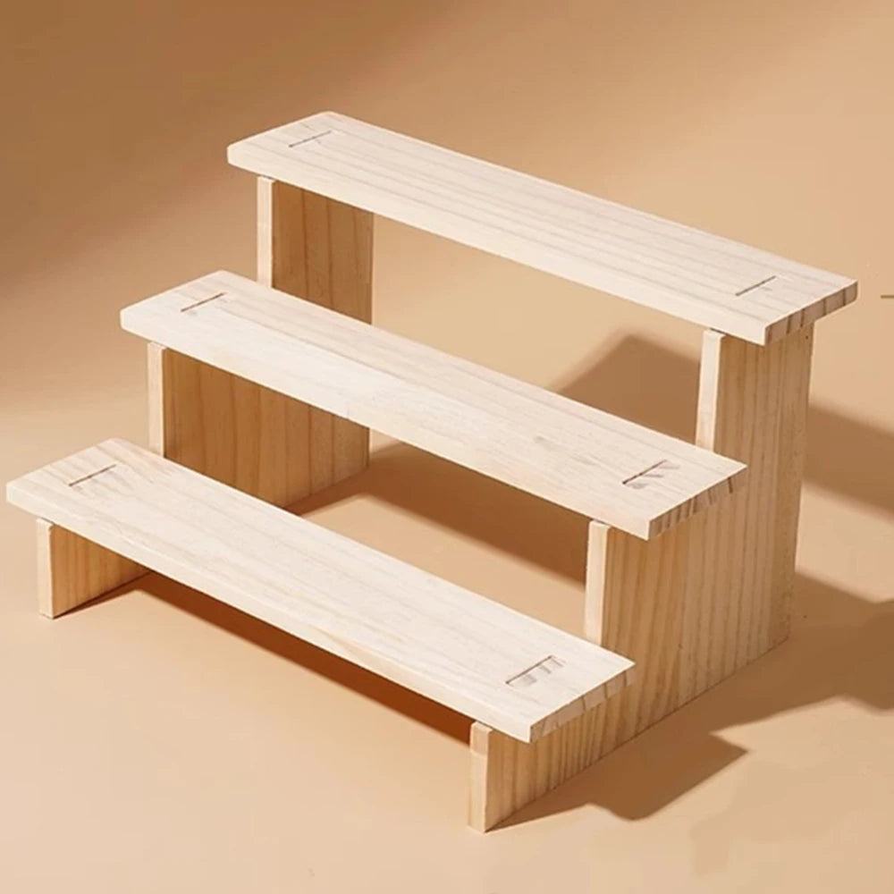 présentoir bois multi niveaux rangement montres lunettes bijoux mini plantes cosmétiques minimaliste