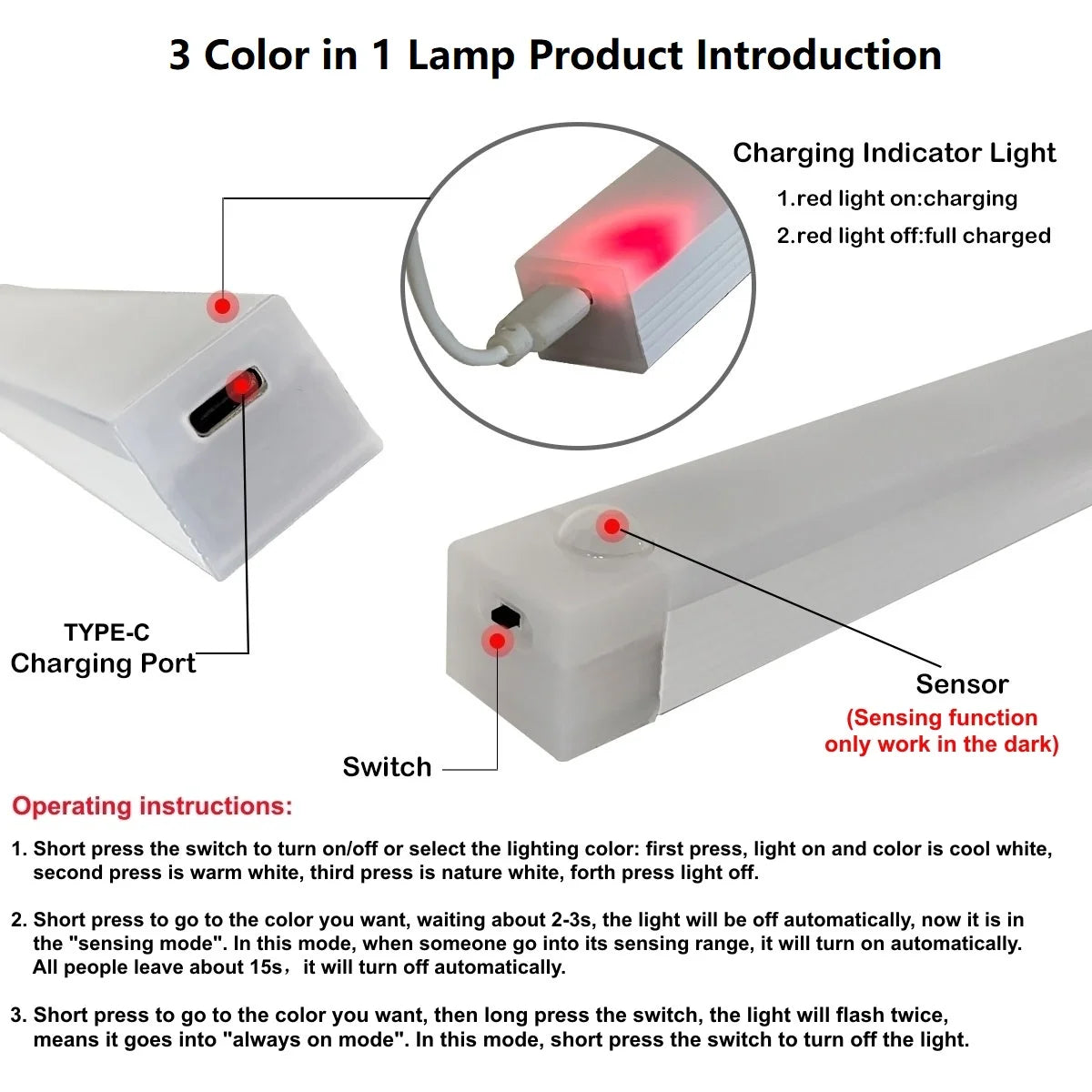 lampe led veilleuse rechargeable détecteur mouvement blanc cool warm adhésive rectangle moderne minimaliste