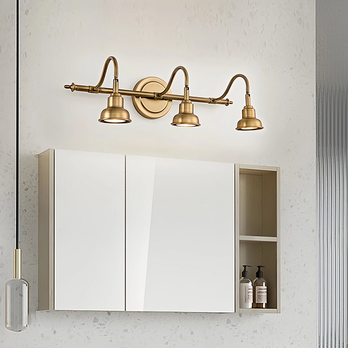 lampe murale led dorée moderne têtes éclairage salle bain coiffeuse réglable fixée mur