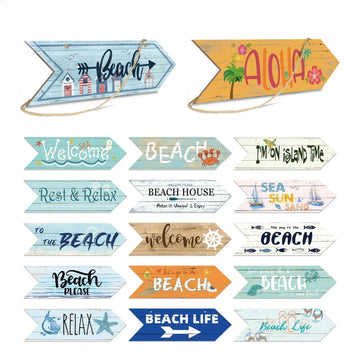 Panneau mural bois flèche plage décoration bord de mer