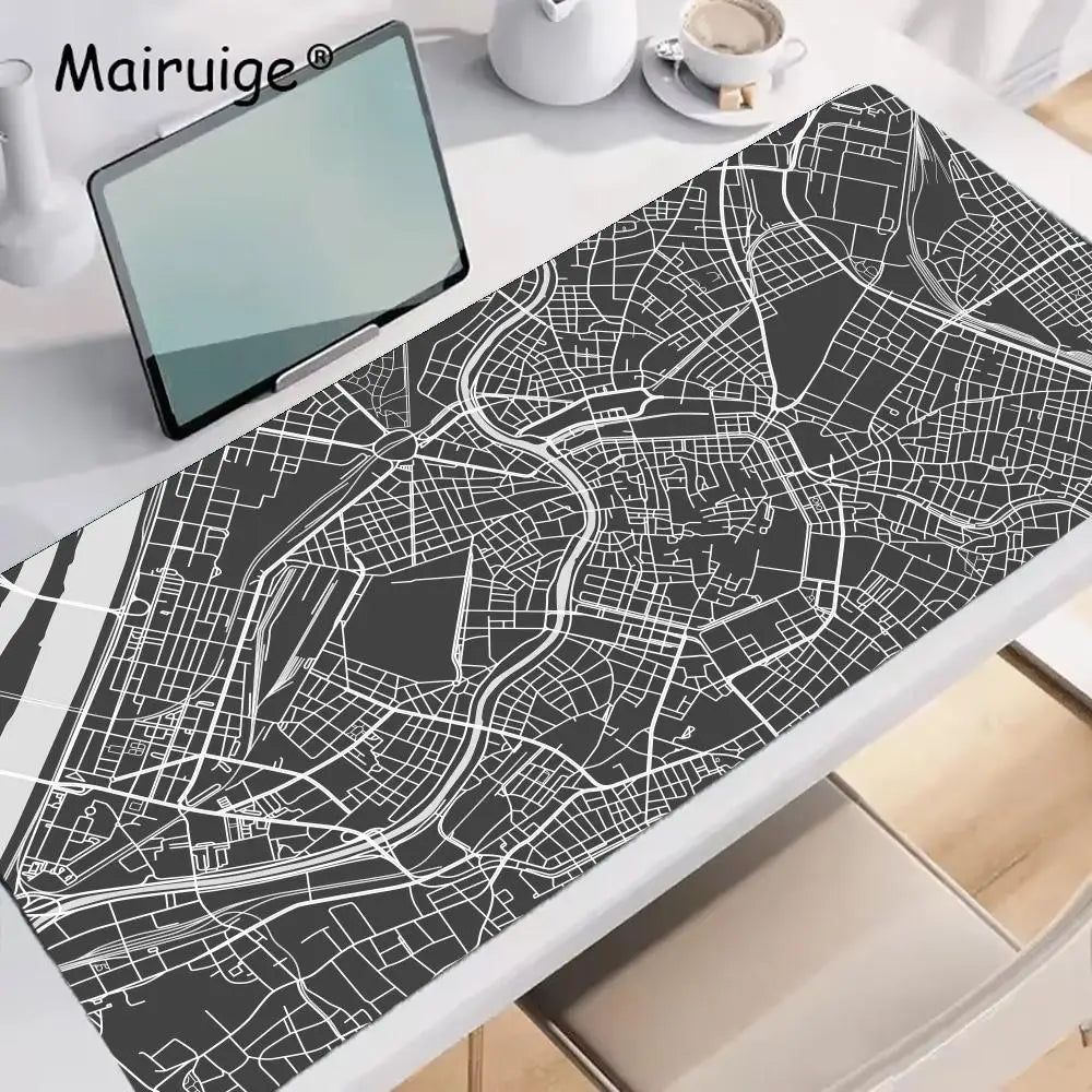 tapis souris cartographique noir blanc non glissant gamer moderne minimaliste