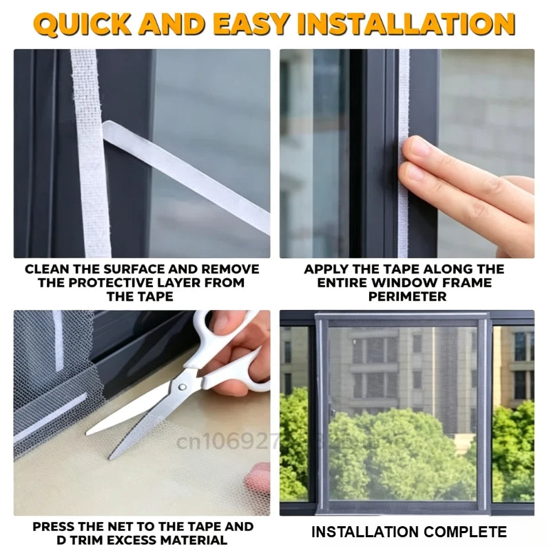 filet anti moustiques adhésif fenêtre blanc translucide maille fine modernerollable sans perçage easy install