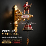 cloche murale acdc or rouge figurine angus young sonnette décoration vintage métal figurine rock
