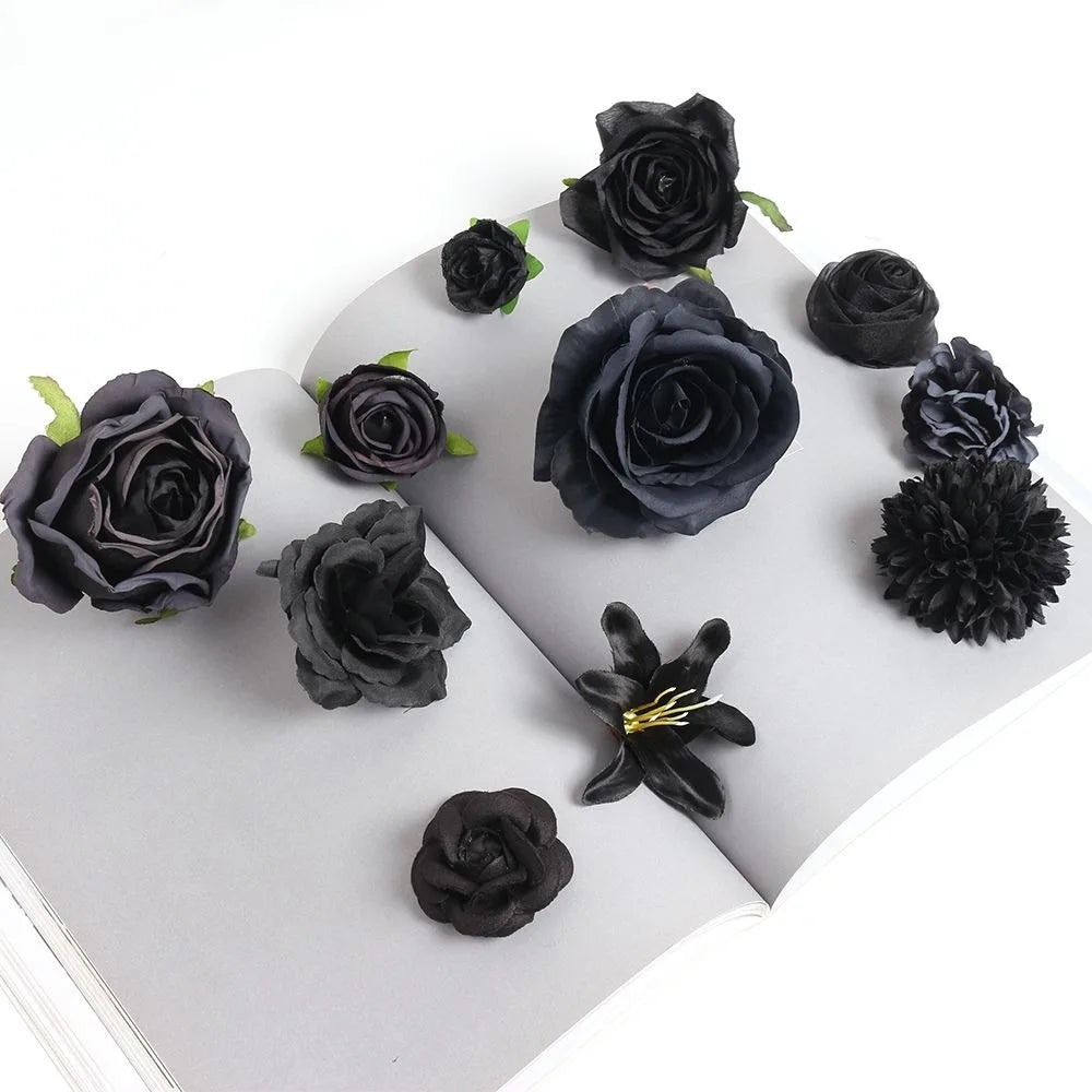fleurs artificielles noires roses pivoines classiques intérieures décoration anniversaire baby shower événements