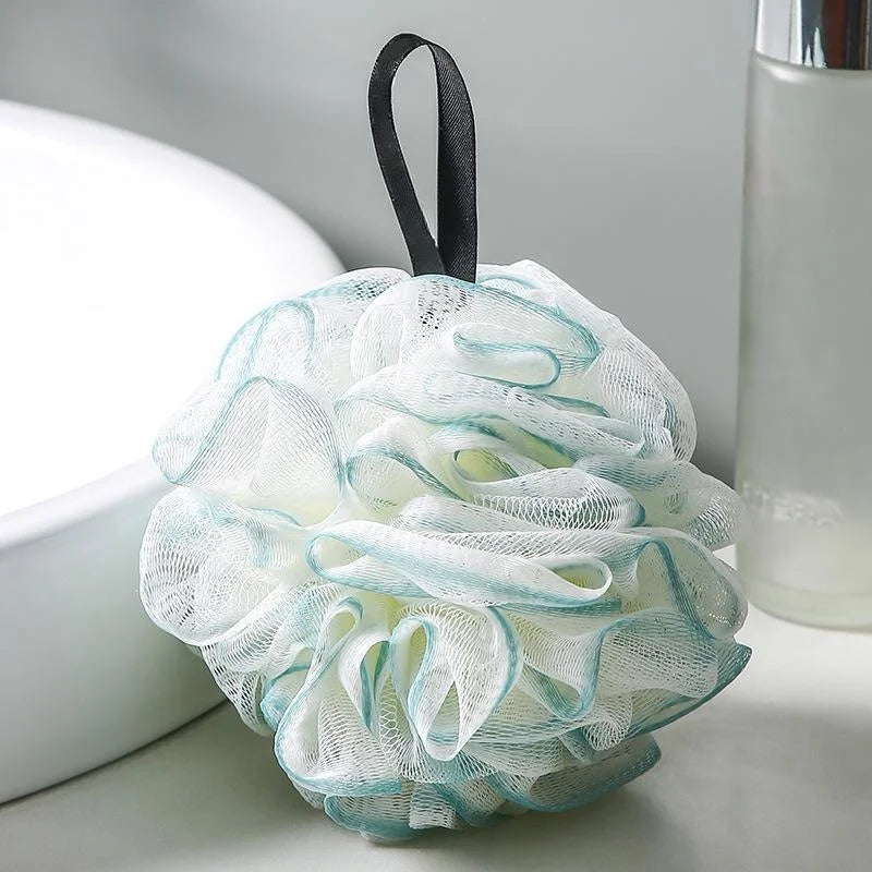 éponge bain boule rose beige bleu olive texturée douce semi transparente