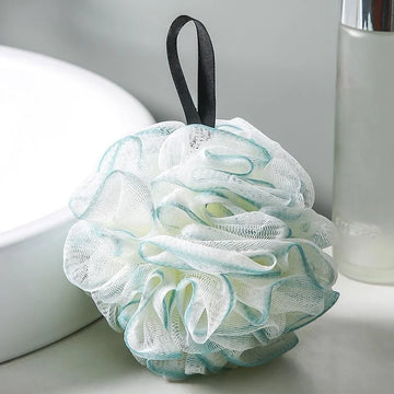 éponge bain boule rose beige bleu olive texturée douce semi transparente