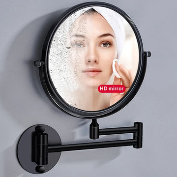 miroir cosmétique double face noir moderne fixation murale 20cm 9.5cm
