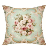 taies d'oreiller motif floral vintage rose blanche zip closure decoration chambre maison