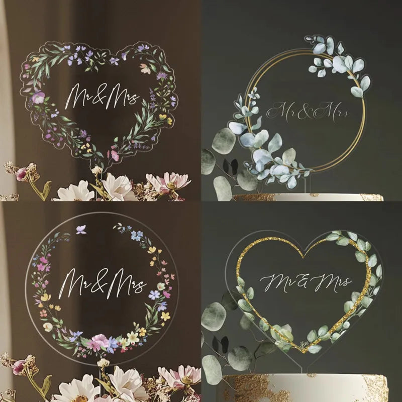 décoration gâteau transparente fleurs vertes happy birthday clips anniversaire mariage baptême événement