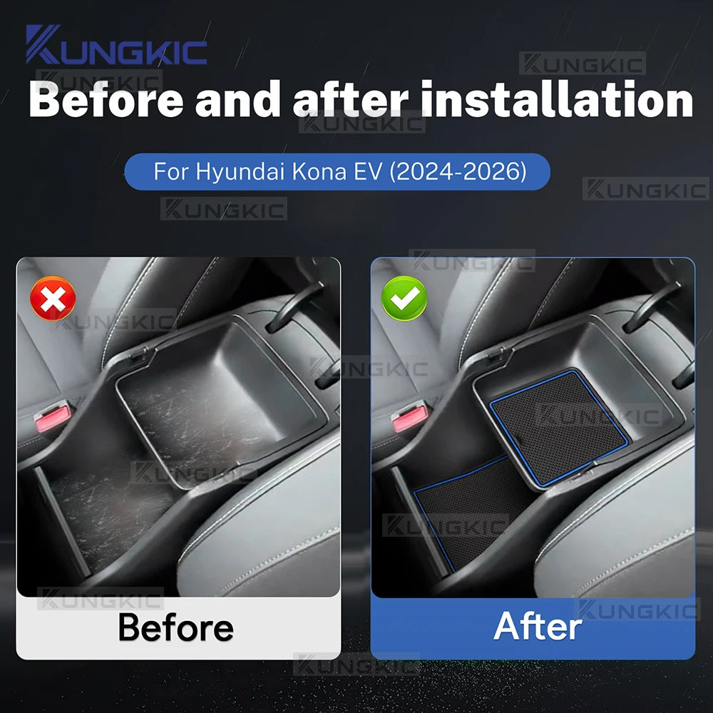 tapis sol antidérapant adhésif hyundai kona ev 2024 2026 noir rouge moderne pvc