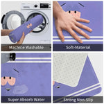 tapis violet clair visage animé moderne feutre daim salle bain chambre décoratif