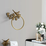 porte serviettes doré ornements floraux oiseaux classique fixations salle bain autocollant