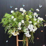 décoration maison naturelle composition florale artificielle feuilles fleurs vert blanc rose rustic styleextérieurintérieur