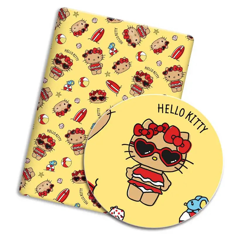 serviettes hello kitty motif coeurs ballons coton polyester résistant blanc rose vert jaune