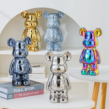 statues céramiques ours or argent bleu moderne intérieur décoration chambre maison 17cm 27cm