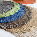 lot quatre tapis table ronds tressés boho rustique décoration maison