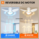 ventilateur blanc lampe intégrée moderne télécommande vitesses led reversible
