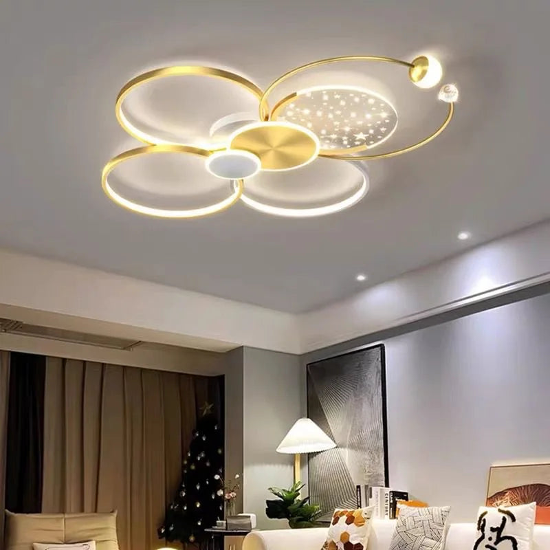 plafonnier led or moderne circulaire points lumineux blanc noir chambre salon