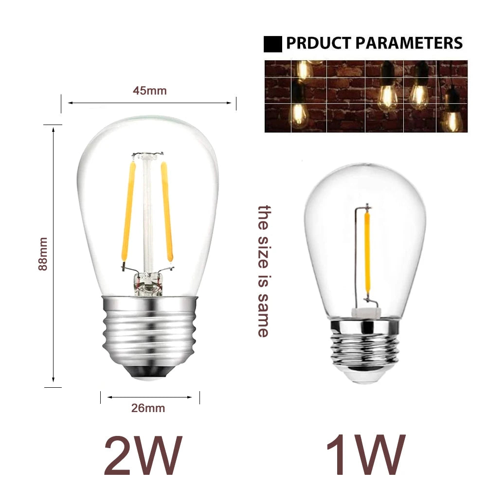 ampoule led filament doré transparente vintage e27 blanc chaud 2700k étanche extérieure jardin