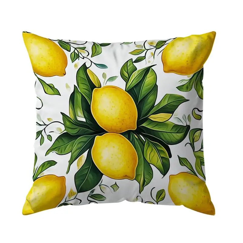 taies d'oreiller polyester citron vintage naturel fleurs blanches couleurs vives décoration maison jacinthe