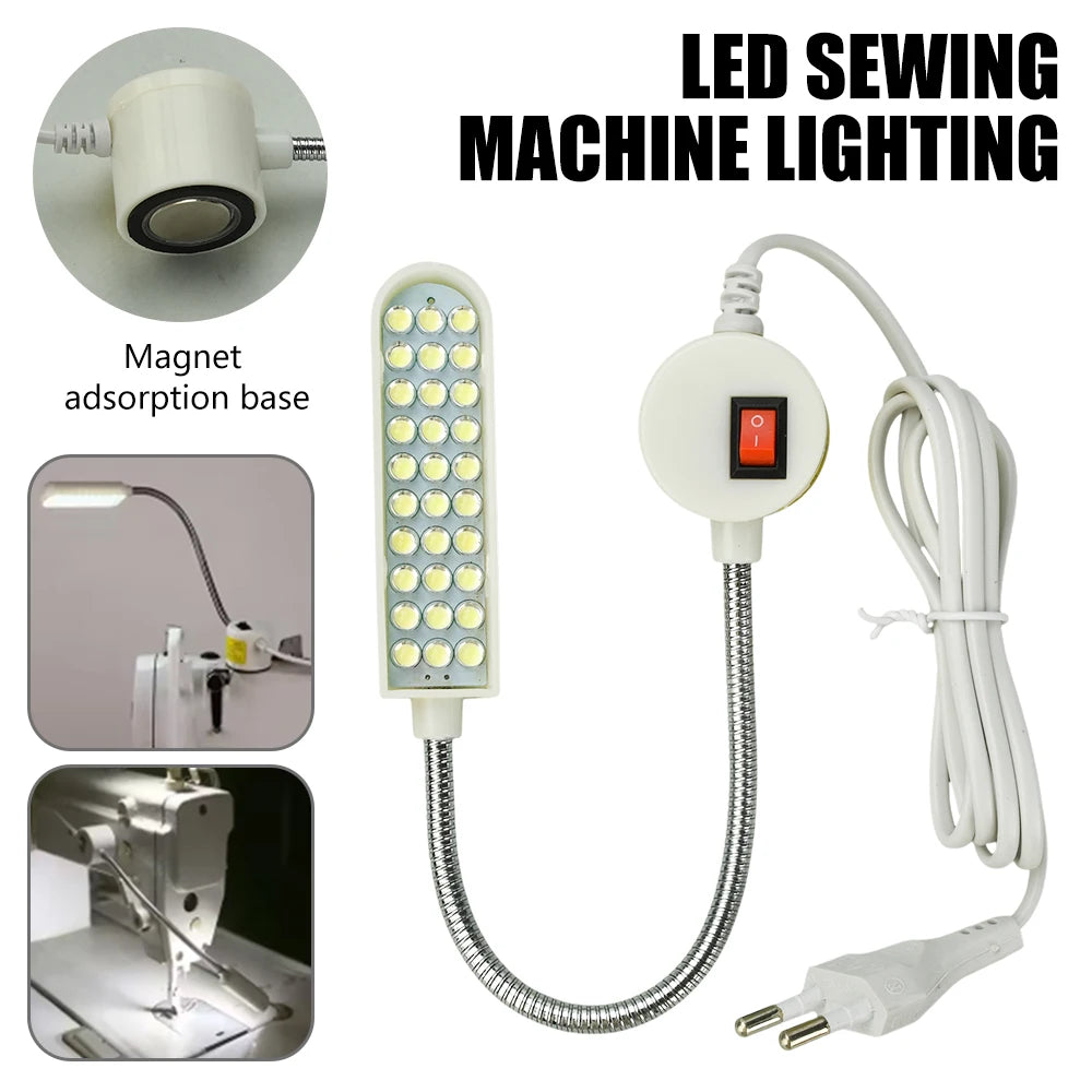 lampe led machine coudre blanc diodes moderne flexible base magnétique interrupteur rotatif