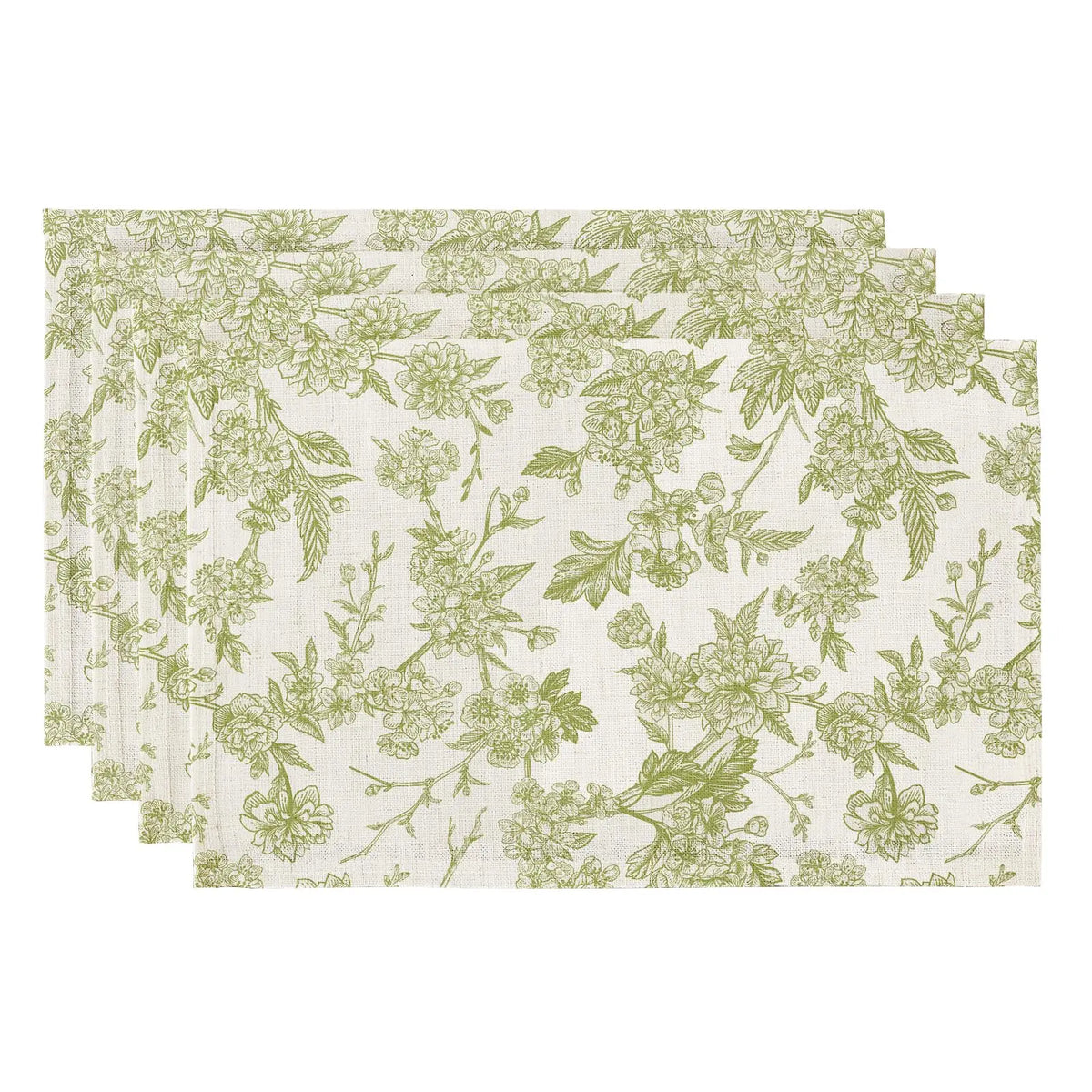 tapis table lin motifs floraux blanc vert clair classique rustique respectueux environnement 18in 12in
