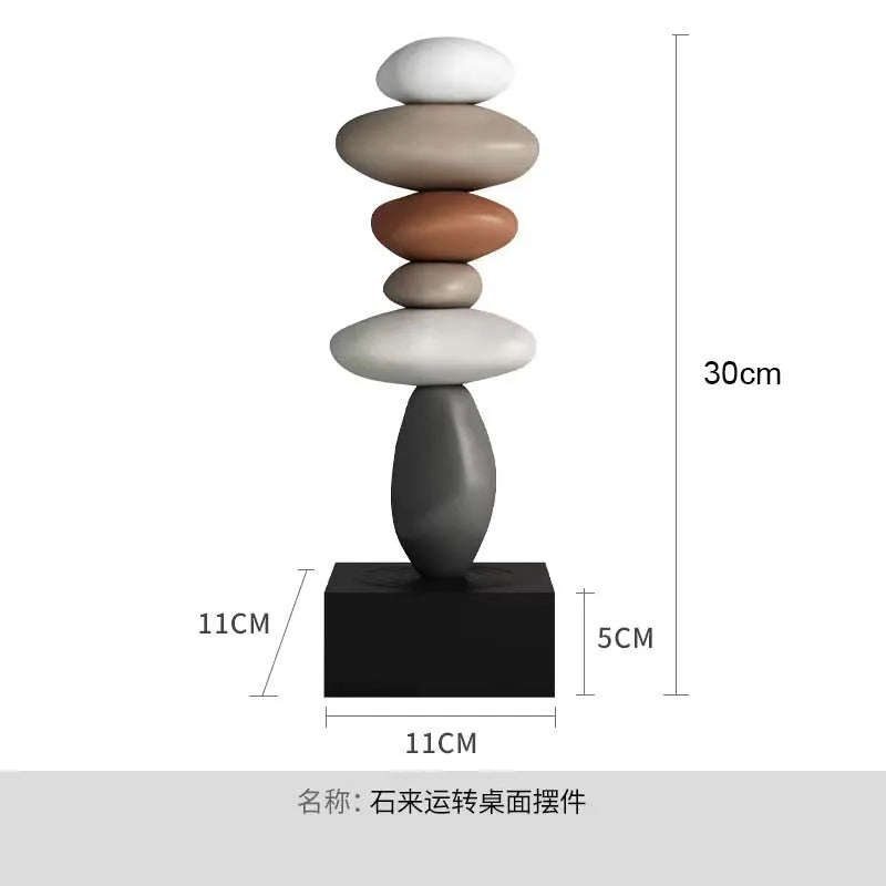 Sculpture moderne résine blanche gris noir lisse inspiration naturelle minimaliste base carrée noire