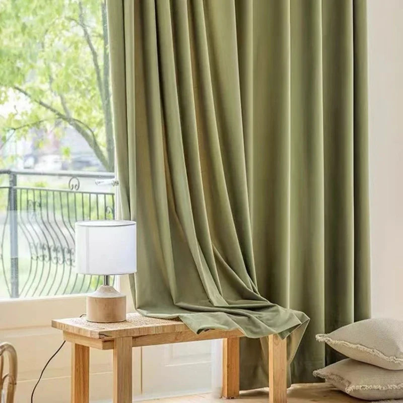 rideau vert olive moderne motif géométrique croix occultant salon chambre maison