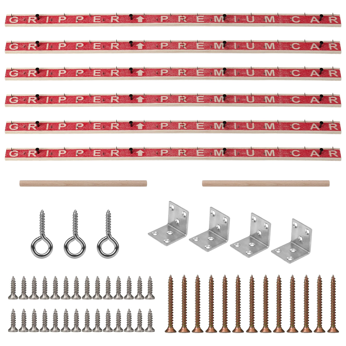 cadre mural tapisserie bois naturel rouge vis métal supports angle crochets kit tufting