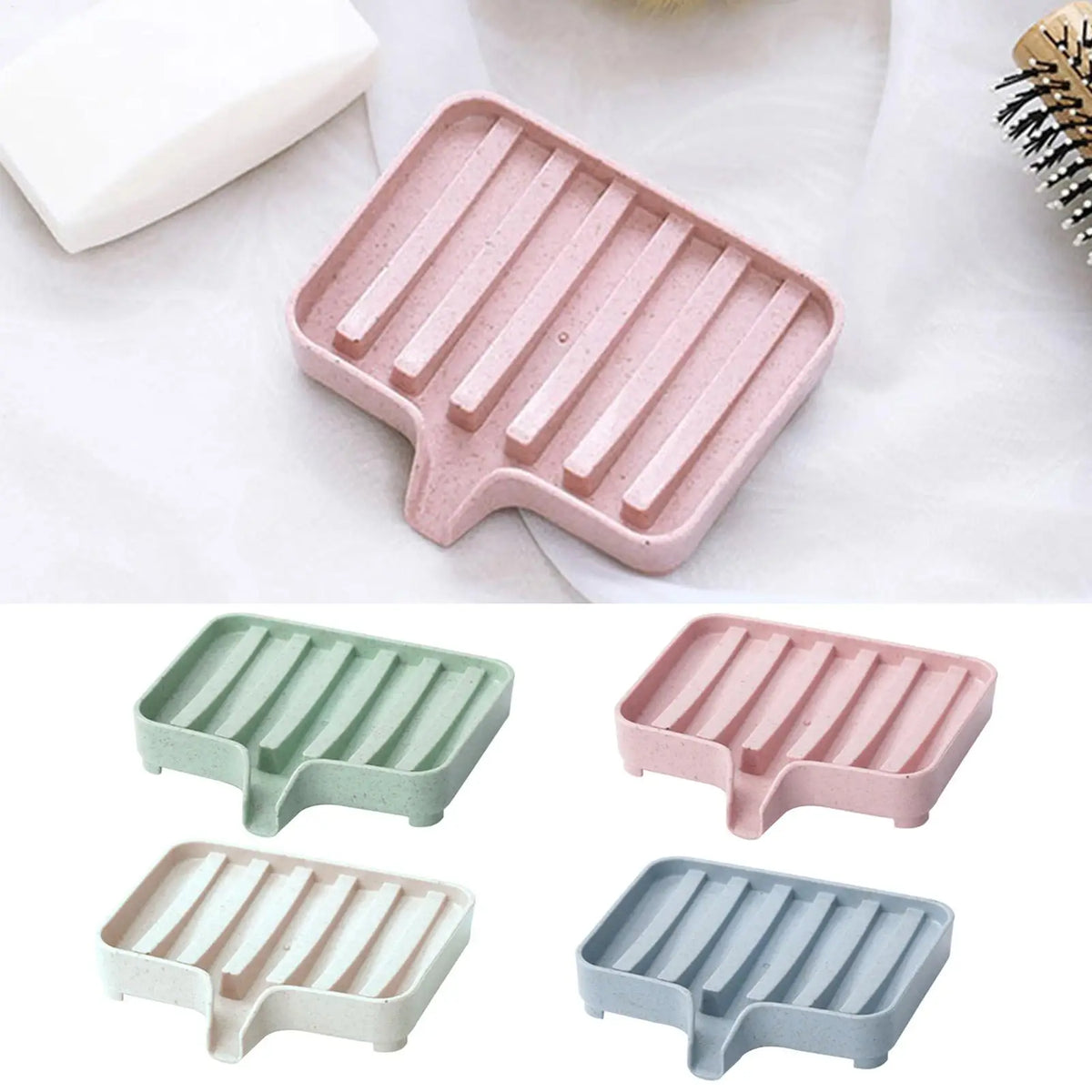 support savon moderne rose vert bleu blanc texture granulée salle bain durable étanche multifonctionnel
