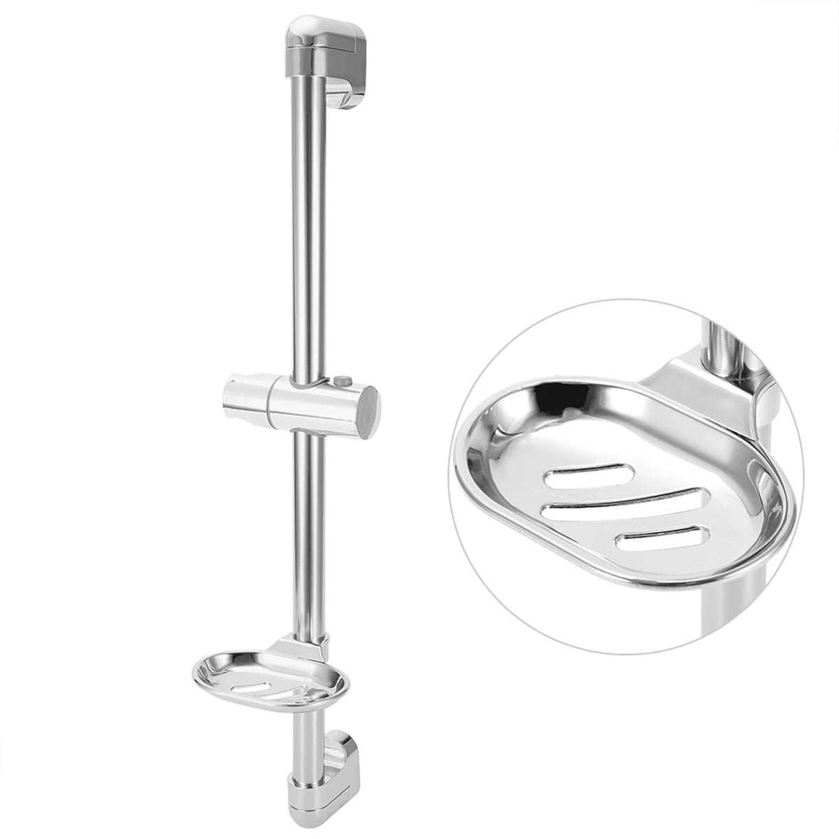 support douche moderne tête rotative argenté brillant fixations vis