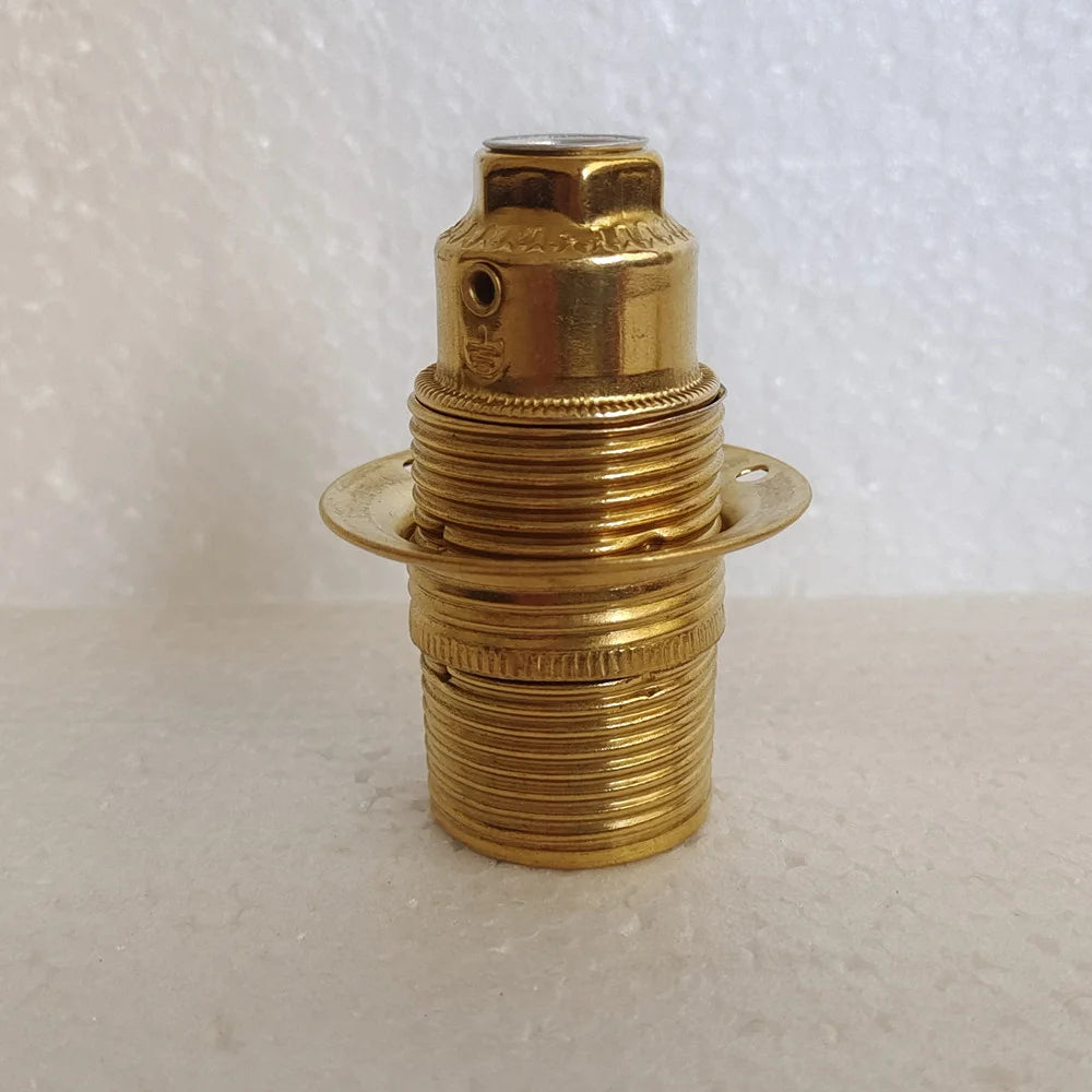support lampe vintage E14 or argent anneau finement gravé base lampe vis