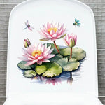 stickers decoratifs toilettes violet rose vert jaune fleurs lotus papillons peinture aquarelle salle bain