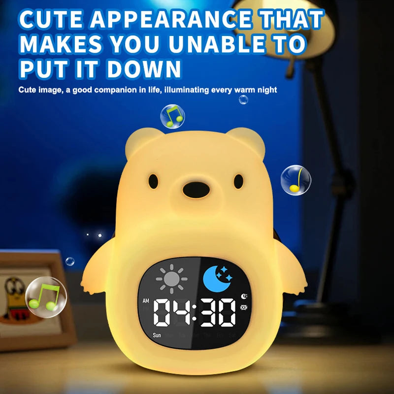 veilleuse animaux mignons moderne nuit affichage numérique musique multicolore enfants