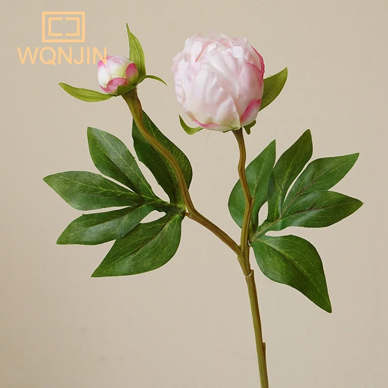 pivoines artificielles soie rose blanc vert décoration maison mariage anniversaire transparent vase
