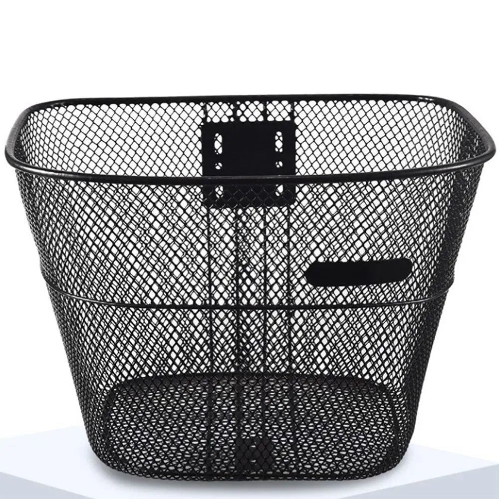 panier vélo noir maille métallique clips fixation moderne durable réglable arrière facile