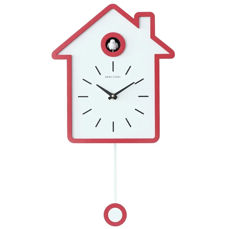 horloge murale moderne bois naturel cadre blanc aiguille quartz pendule adhésif salon deco simple