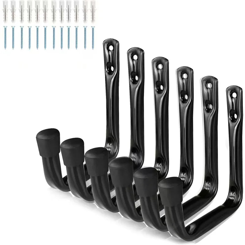 crochet universel noir moderne fixe support matériel lourd garage rangement utilisation multiple accessoire jardin