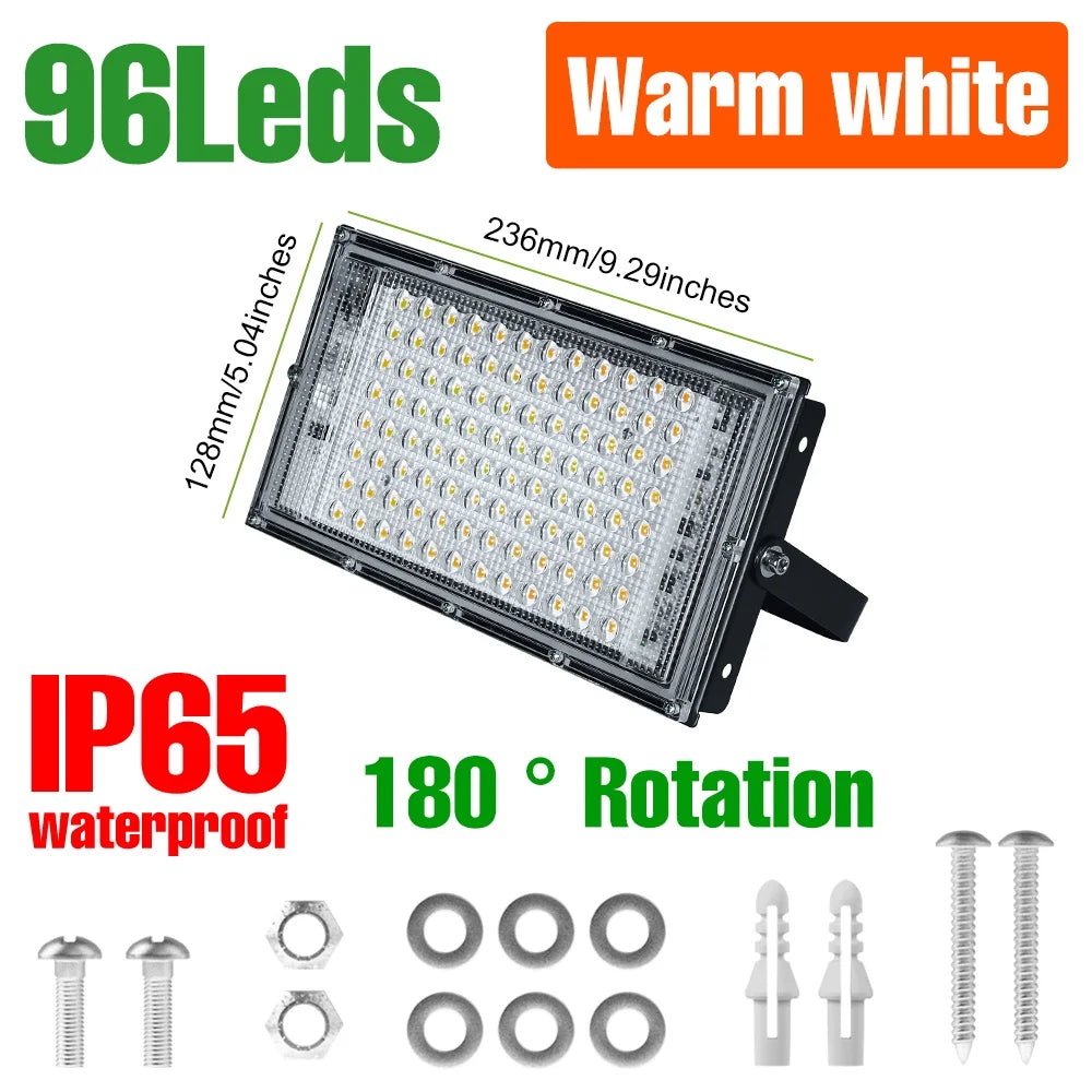 projecteur led moderne 200w ip65 extérieur blanc froid noir vis haute luminosité adjustable