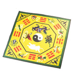 tapis traditionnel yin yang dragons fleurs geometrique jaune vert noir rouge maison prière exorcisme