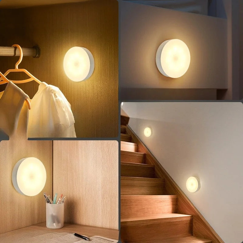 lampe nuit intelligente capteur présence led rechargeable adhésif blanc moderne veilleuse automatique urgence usb