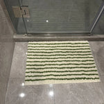 tapis moderne coton rayures blanc vert beige salle bain antidérapant absorbant machine lavable