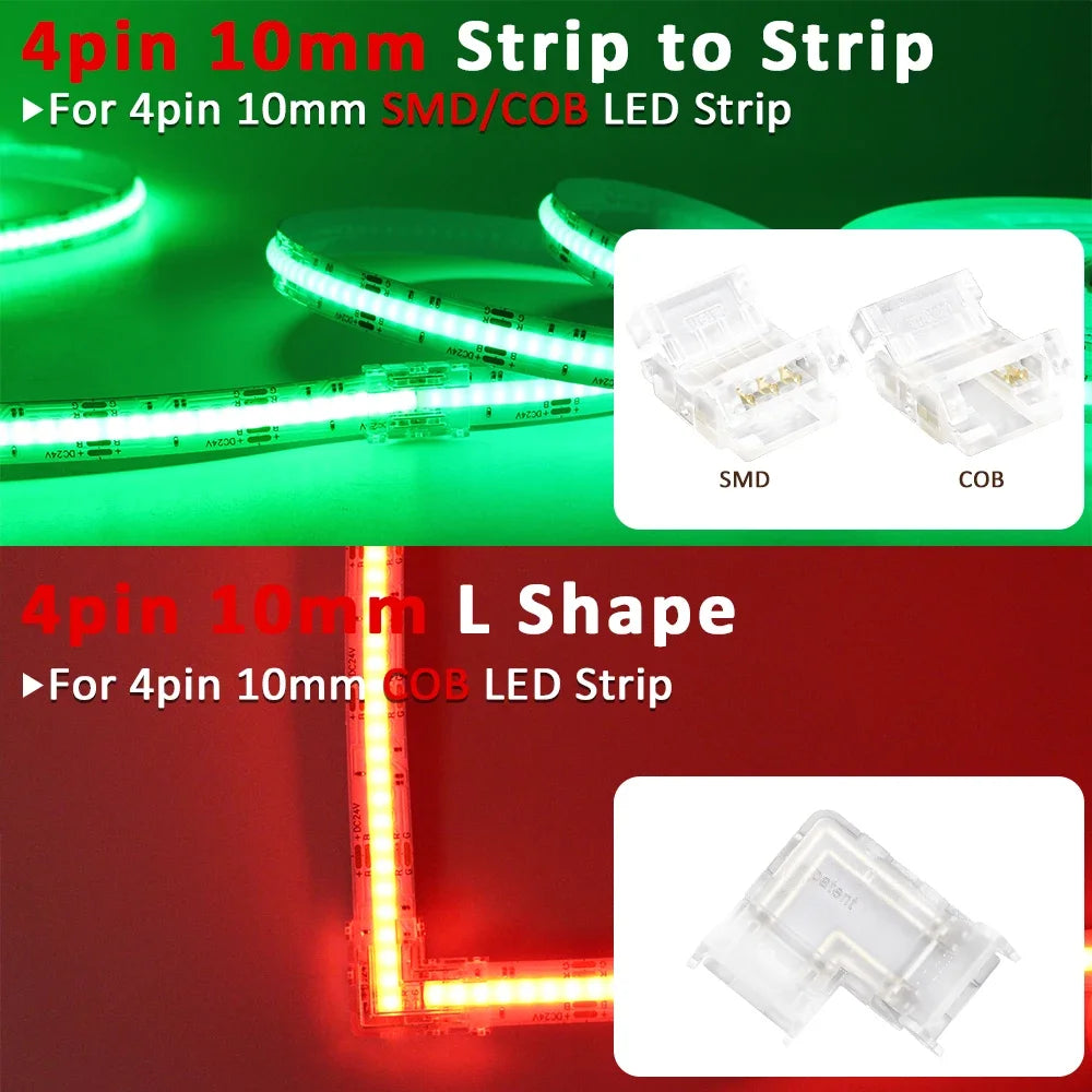 connecteurs ruban led cob smd transparent modernes adhésifs 5mm 8mm 10mm(rgb cct)