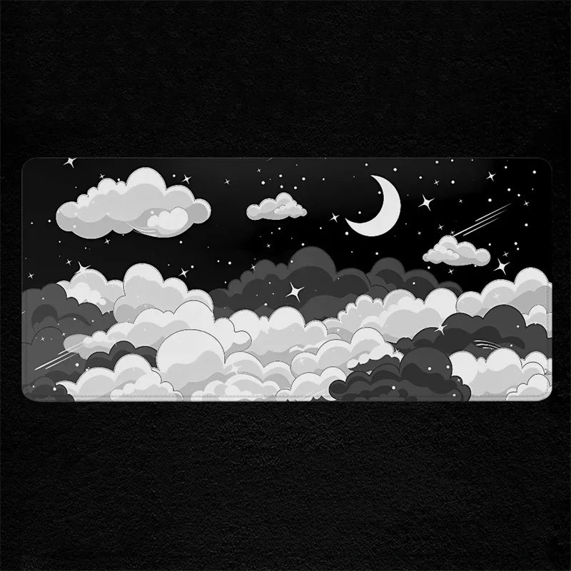 tapis souris anti dérapant violet nuages étoiles moderne adhésif 20x25cm 30x60cm