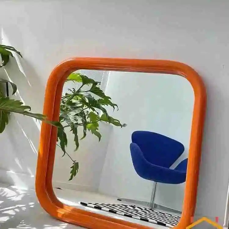 miroir moderne portable vert blanc acier inoxydable carré fixation murale salle bains maquillage decoration